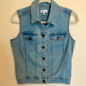 DENIM & CO DENIM VEST-SMALL EUC Light Blue wash spring versatile